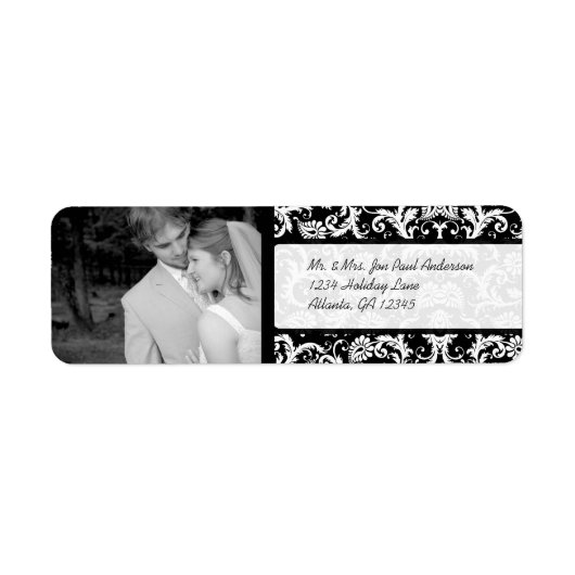 Je foto Weddenschap  Black Damask Etiket (Voorkant)