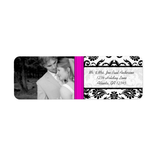 Je foto Weduwschap Fuchsia  Damask Etiket (Voorkant)