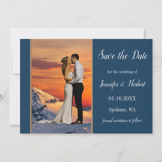 Je foto Winter Wonderland Save the Date Card (Achterkant)