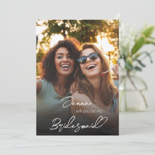 Je foto zal mijn Bridesmaid zijn? V2 Kaart (Staand voorkant)