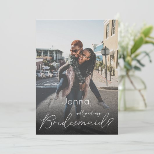 Je foto zal mijn Bridesmaid zijn? Wit Kaart (Staand voorkant)