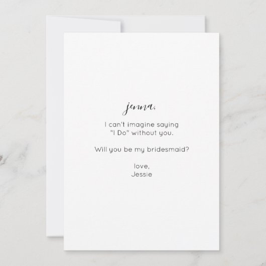 Je foto zal mijn Bridesmaid zijn? Wit Kaart (Achterkant)