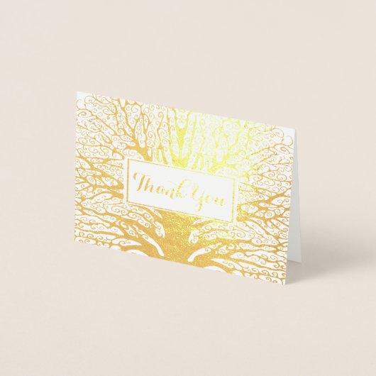 Je foto Zilver Foil Oak Tree Weddenschap Bedankt Folie Kaarten (Voorkant)