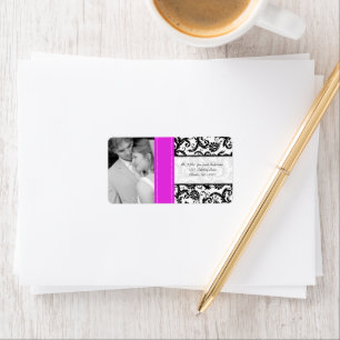 Je fotobruiloft  Hot Pink Damask Etiket