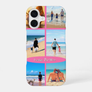 Je Fotocollage iPhone Hoesje met Eigen Tekst iPhone 16 Hoesje