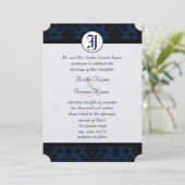 Je fotomarinemacht en Black Damask Wedding Kaart (Staand voorkant)