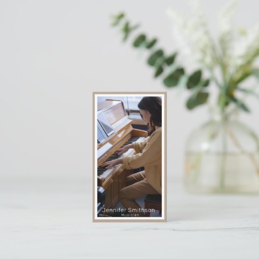 Je fotomusicus pianist omlijst Visitekaartje (Staand voorkant)