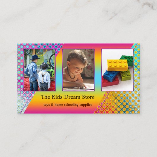 Je fotoportfolio speelgoedwinkel visitekaartje (Voorkant)