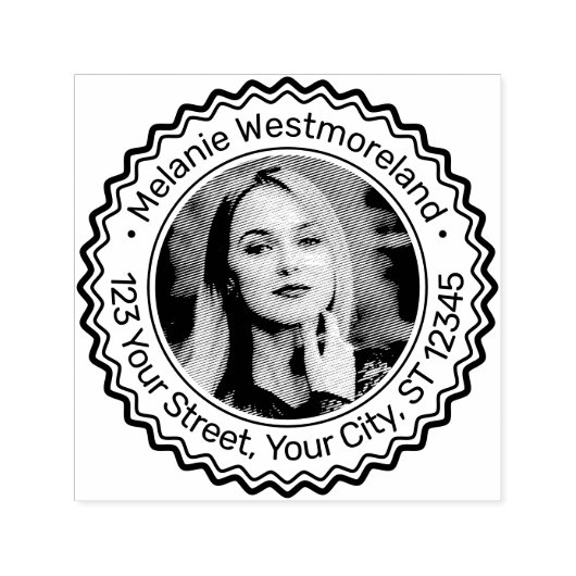 Je fotoportret #2 Ronde naam retouradres Zelfinktende Stempel (Design)
