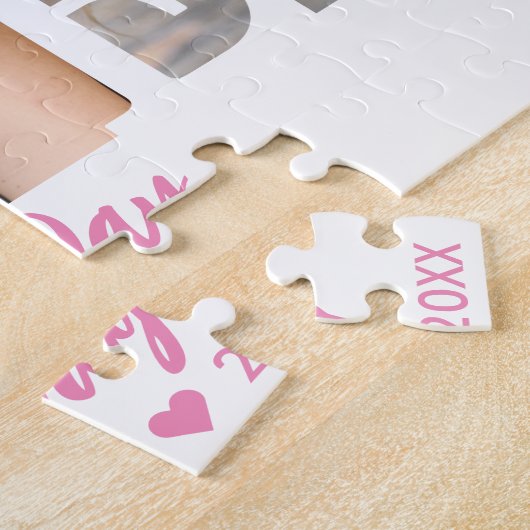 Je fotoroze script | Modern Big LOVE Letters Legpuzzel (Zijkant)