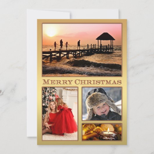 Je foto's feestelijke gouden kerstkaart voor Feest (Voorkant)