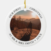 Je foto's kerstbruiloft op maat keramisch ornament (Achterkant)