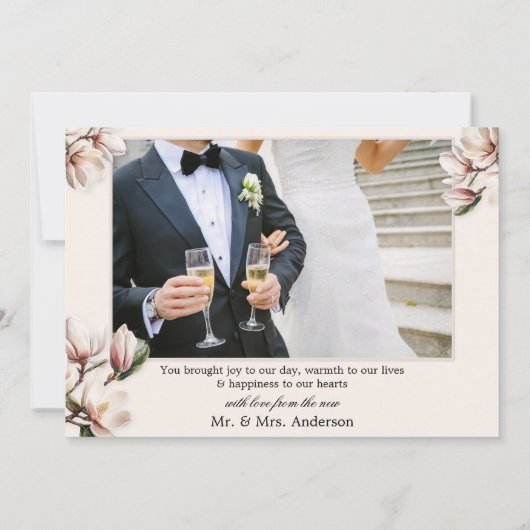 Je foto's Magnolia Weddenschap Hartelijk dank Bedankkaart (Achterkant)