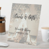 Je foto's met bruidskaarten en cadeaus reclamebord met voetstuk (Insitu)