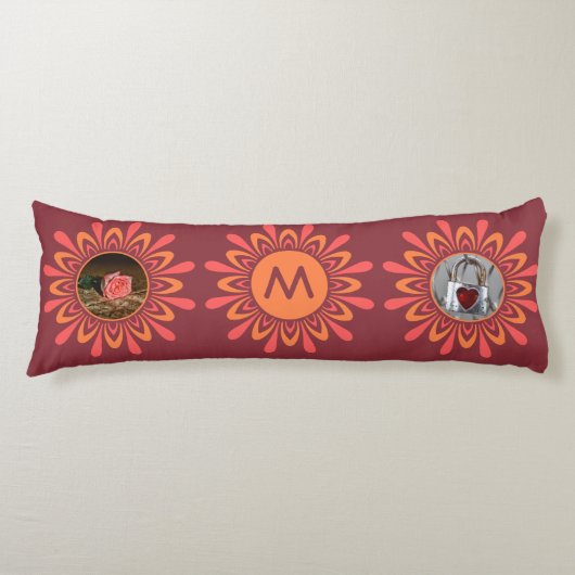 JE FOTO'S & MONOGRAM Gestileerde zon custom kussen (Voorkant)
