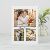 Je foto's schrijven grijs huwelijk bedankkaart (Staand voorkant)