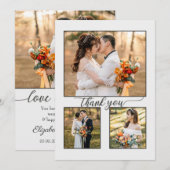 Je foto's schrijven grijs huwelijk bedankkaart (Voorkant / Achterkant)