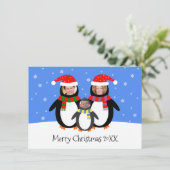Je foto's winterpinguïns kerstmis feestdagenkaart (Staand voorkant)