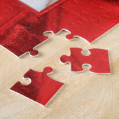Je fototekst - Kerstvakantie Rood Metaal Legpuzzel (Zijkant)