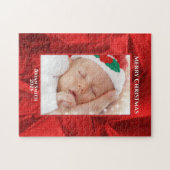 Je fototekst - Kerstvakantie Rood Metaal Legpuzzel (Horizontaal)