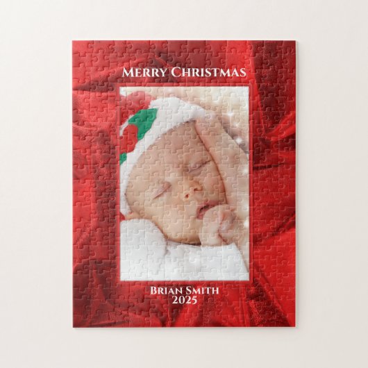 Je fototekst - Kerstvakantie Rood Metaal Legpuzzel (Verticaal)