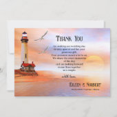 Je fotovuurtoren strand bruiloft bedankt je kaart (Voorkant)