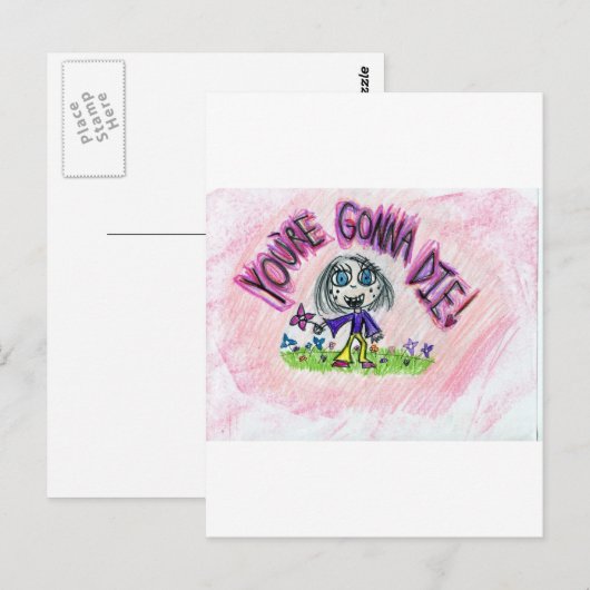Je gaat dood! briefkaart (Voorkant / Achterkant)