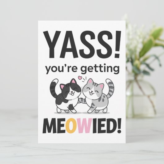 Je gaat gehuwde kat grappige bruiloft trouwen kaart (Staand voorkant)