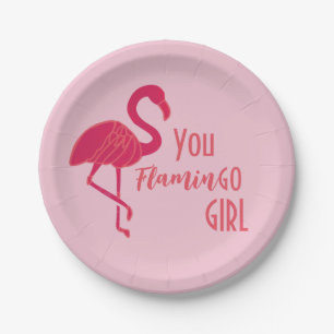 Je gaat naar Girl Pink Flamingo Papieren Bordje