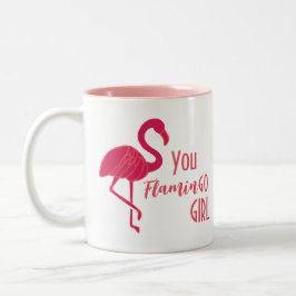 Je gaat naar Girl Pink Flamingo Tweekleurige Koffiemok