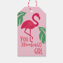 Je gaat naar Girl Tropical Pink Flamingo Cadeaulabel