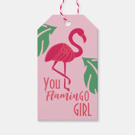 Je gaat naar Girl Tropical Pink Flamingo Cadeaulabel (Voorkant)