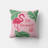 Je gaat naar Girl Tropical Pink Flamingo Kussen (Voorkant)