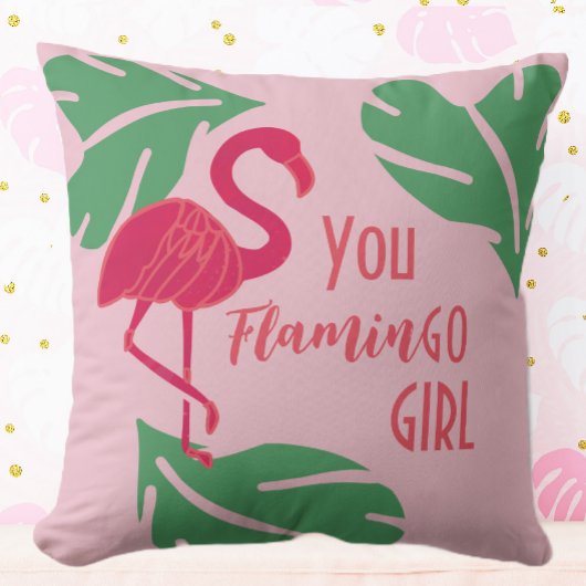 Je gaat naar Girl Tropical Pink Flamingo Kussen