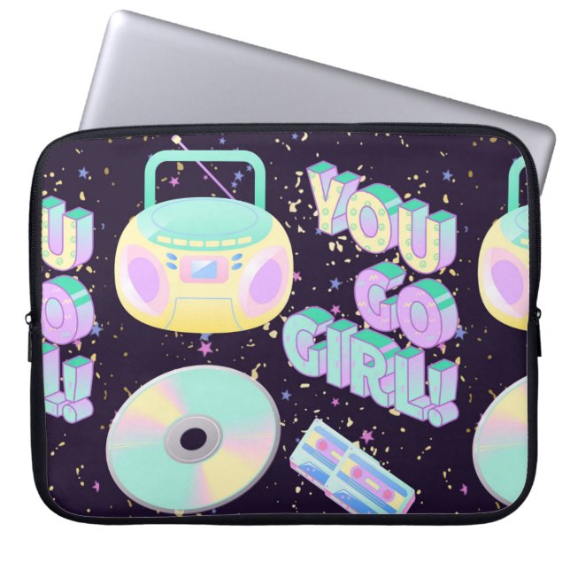 je gaat naar het 90e-stijlpatroon laptop sleeve (Voorkant)