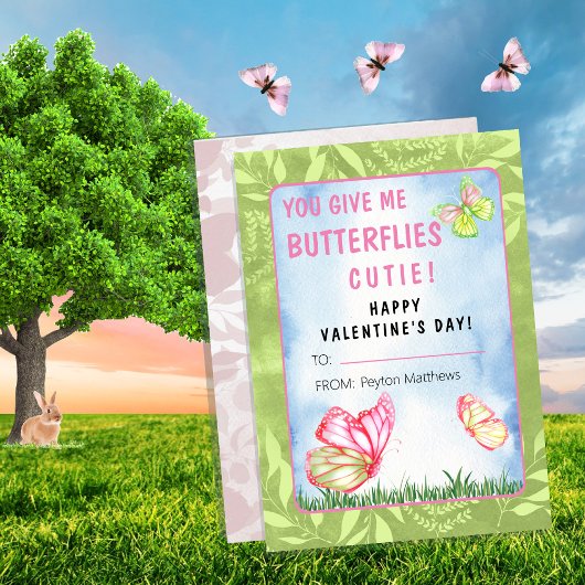 Je geeft me Butterflies Valentijnsdag Classroom Notitiekaartje