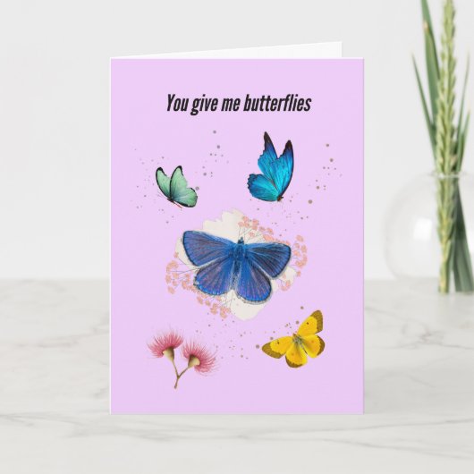 Je geeft me Butterflies Valentijnsdag Kaart (Voorkant)