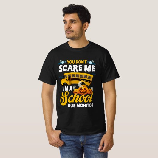 Je geeft me geen schoolbusmonitor halloween t-shirt (Voorkant volledig)