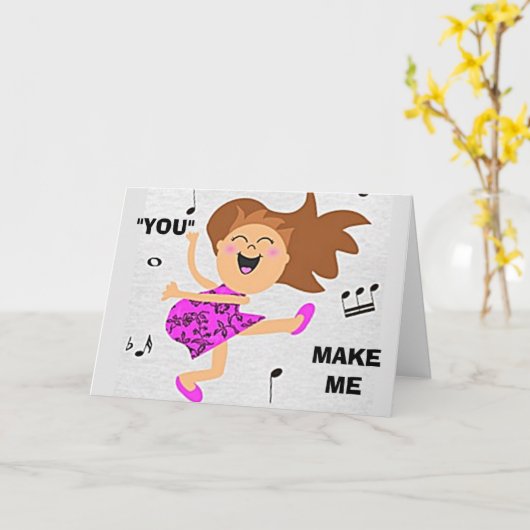 "JE GEEFT ME ZIN OM TE DANSEN" VERJAARDAG KAART (Gele Bloem)