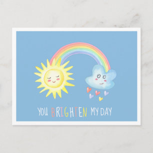 Je geeft mijn dag op Regenboog-Kinder Valentijn Feestdagenkaart