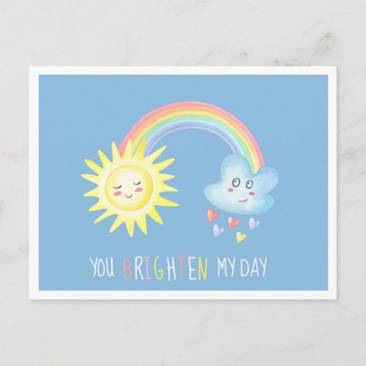 Je geeft mijn dag op | Regenboog-Kinder Valentijn Feestdagenkaart (Voorkant)