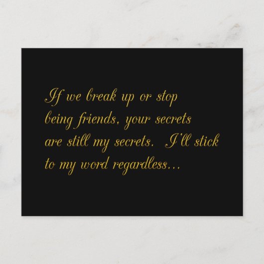 JE GEHEITEN ZIJN NOG STEEDS MIJN SECRETS BREAKUP F BRIEFKAART (Voorkant)