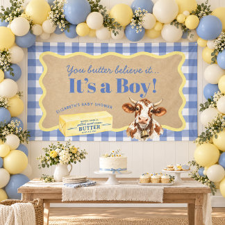 Je gelooft het echt Blauwe Jongen Baby Shower Bann Spandoek