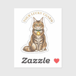 Je geluksbrenger Mooie kat met klavertje vier hang Sticker