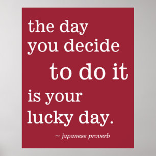 Je Geluksdag Spreuk Inspirerende Inspiratie Rood Poster