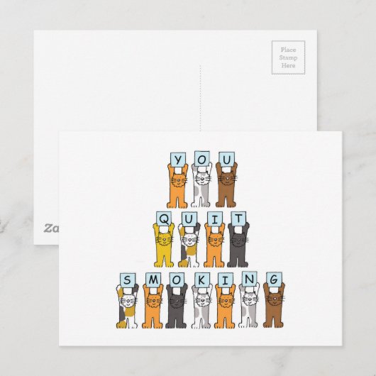Je gestopt met roken Cartoon katten Briefkaart (Voorkant / Achterkant)