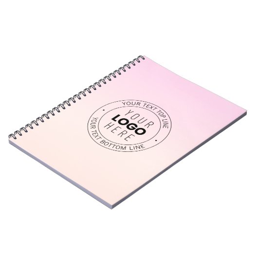 Je geüploade logo | Bewerkbare cirkeltekst Notitieboek (Linkerzijde)