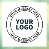Je geüploade logo + bewerkbare cirkeltekst raamsticker (Vel 3)