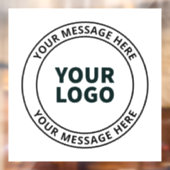 Je geüploade logo + bewerkbare cirkeltekst raamsticker (Vel 2)