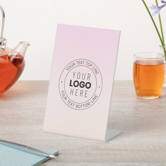 Je geüploade logo | Bewerkbare cirkeltekst Reclamebord Met Voetstuk (Insitu)